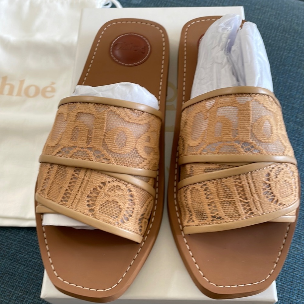 Chloé woody flat mule beige